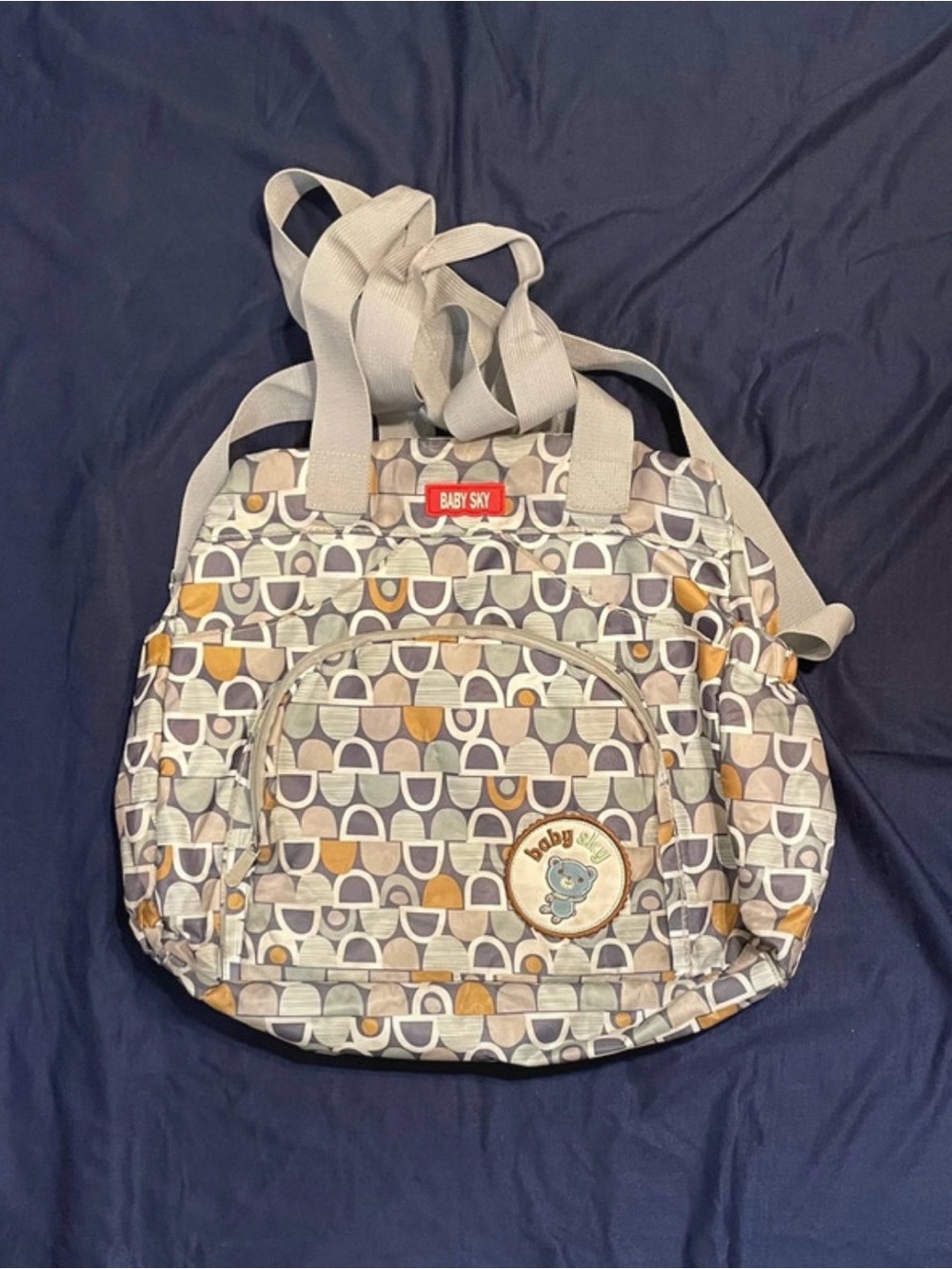 Baby Sky Multi-Pocket Geometric Diaper Bag Tote Crossbody